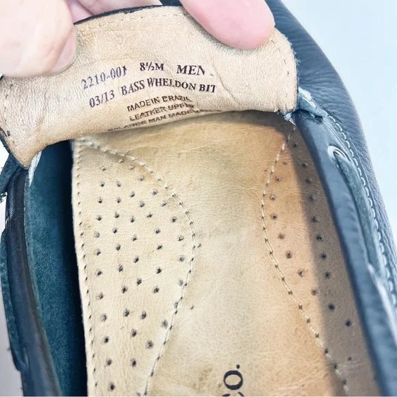 G.H. BASS & Co Driving Loafers Wheldon Bit Mens 8.5 Black Leather Moccasin - Picture 9 of 9